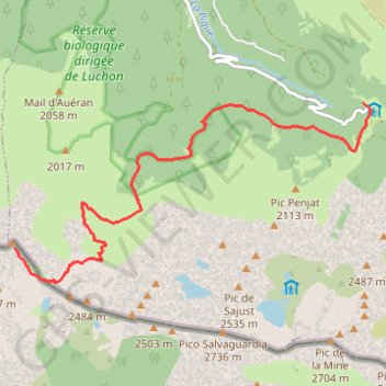 Itinéraire Pic de Sacroux depuis Hospice de France, distance, dénivelé, altitude, carte, profil, trace GPS