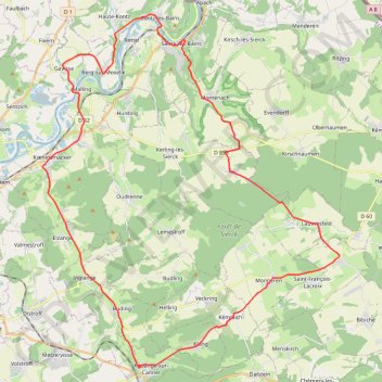 Itinéraire Kédange-sur-Canner, distance, dénivelé, altitude, carte, profil, trace GPS