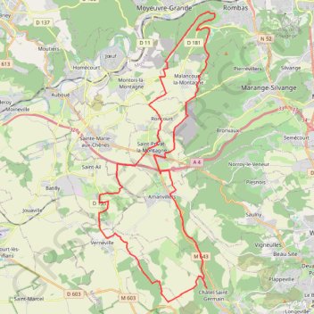 Itinéraire Autour de la vallée de Montvaux - Rombas, distance, dénivelé, altitude, carte, profil, trace GPS