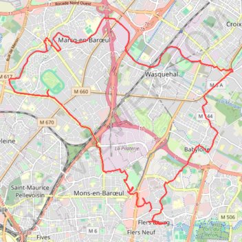 Itinéraire Autour de Marcq-en-Barœul Gr121b, distance, dénivelé, altitude, carte, profil, trace GPS