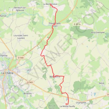 Itinéraire Sur les pas des Maîtres Sonneurs - La Berthenoux - La Motte-Feuilly, distance, dénivelé, altitude, carte, profil, trace GPS