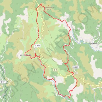 Itinéraire Montsèlgues (boules de Gargantua et Thines), distance, dénivelé, altitude, carte, profil, trace GPS