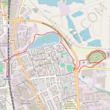 Itinéraire Woippy - Fort-Gambetta, distance, dénivelé, altitude, carte, profil, trace GPS