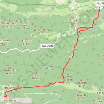 Itinéraire Iribas-San Miguel, distance, dénivelé, altitude, carte, profil, trace GPS