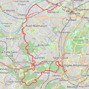Itinéraire De Nanterre à Boulogne-Billancourt, distance, dénivelé, altitude, carte, profil, trace GPS