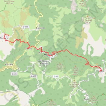 Itinéraire De Pianello à Sermano, distance, dénivelé, altitude, carte, profil, trace GPS