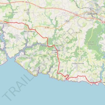 Itinéraire Pont-Aven - Clohars-Carnoët, distance, dénivelé, altitude, carte, profil, trace GPS