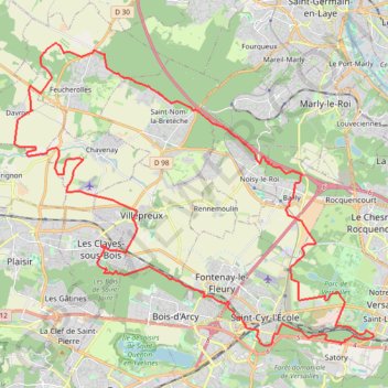 Itinéraire Autour du Château de Versailles, distance, dénivelé, altitude, carte, profil, trace GPS