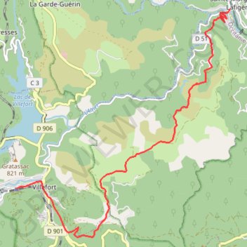 Itinéraire GR Chassezac - Étape 3, distance, dénivelé, altitude, carte, profil, trace GPS