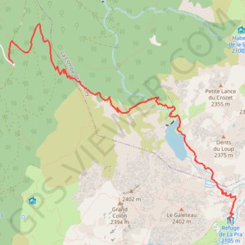 Itinéraire Refuge de la Pra, distance, dénivelé, altitude, carte, profil, trace GPS