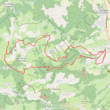 Itinéraire Pralong - Saint Bonnet Le Courreau, distance, dénivelé, altitude, carte, profil, trace GPS