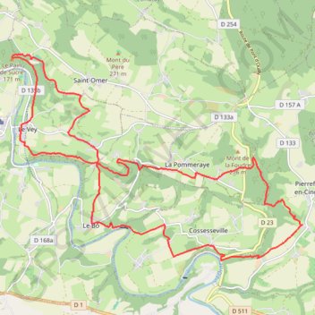 Itinéraire Clécy, distance, dénivelé, altitude, carte, profil, trace GPS