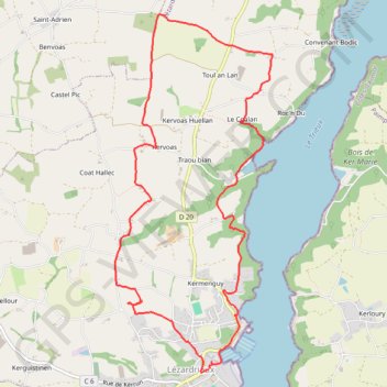 Itinéraire Boucle de Kermaria, distance, dénivelé, altitude, carte, profil, trace GPS