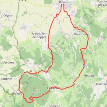 Itinéraire VTT en Toscane d'Auvergne : Classique Sud par la comté, distance, dénivelé, altitude, carte, profil, trace GPS