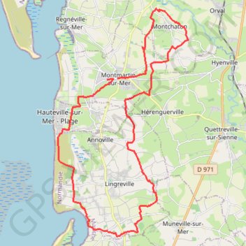 Itinéraire Sur la côte - Montmartin-sur-Mer, distance, dénivelé, altitude, carte, profil, trace GPS