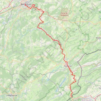Itinéraire GR® 145 _ la Via Francigena, distance, dénivelé, altitude, carte, profil, trace GPS