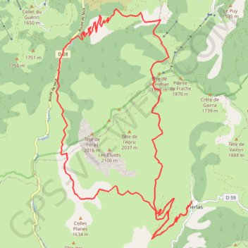 Itinéraire Boucle Pierlas Cians Baisse de Clari, distance, dénivelé, altitude, carte, profil, trace GPS