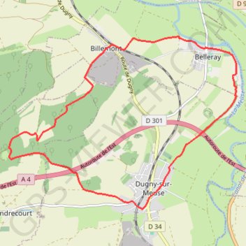 Itinéraire La Pierre - Belleray, distance, dénivelé, altitude, carte, profil, trace GPS