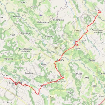 Itinéraire Pimbo - Pomps, distance, dénivelé, altitude, carte, profil, trace GPS