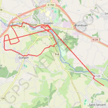 Itinéraire Boucle autour de josselin 56, distance, dénivelé, altitude, carte, profil, trace GPS