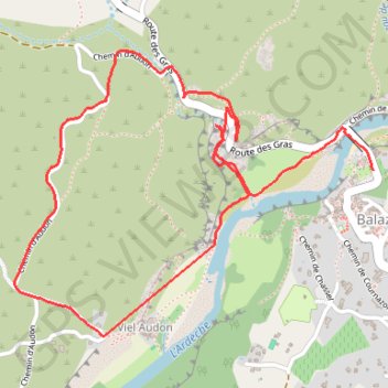 Itinéraire Balazuc - Tour Reine Jeanne - Viel Audon, distance, dénivelé, altitude, carte, profil, trace GPS