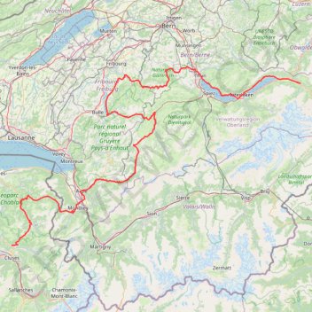 Itinéraire Taninges → Meiringen, distance, dénivelé, altitude, carte, profil, trace GPS