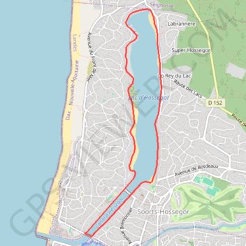 Itinéraire Autour du lac marin d'Hossegor, distance, dénivelé, altitude, carte, profil, trace GPS