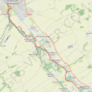 Itinéraire Chemin de Compostelle, Voie de Vézelay GR654 De Châlons-en-Champagne à La Chaussée-sur-Marne, distance, dénivelé, altitude, carte, profil, trace GPS