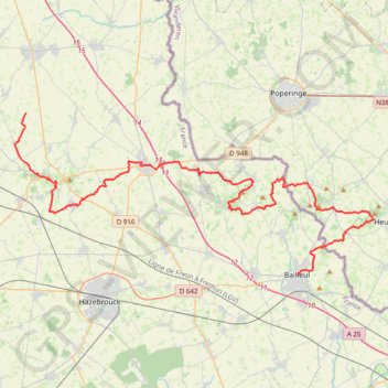 Itinéraire bailleul monts des flandres 80kms, distance, dénivelé, altitude, carte, profil, trace GPS