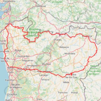 Itinéraire Volta Nortenha - Maia / Valença / Gerês / Bragança / Mogadou..., distance, dénivelé, altitude, carte, profil, trace GPS