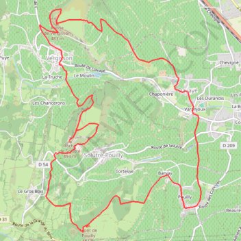 Itinéraire Rando roches de solutré vergisson pouilly, distance, dénivelé, altitude, carte, profil, trace GPS