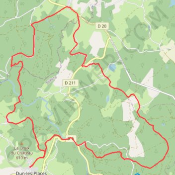 Itinéraire Du Parc du Morvan - Dun les Places - Rocher de la Pérouse, distance, dénivelé, altitude, carte, profil, trace GPS