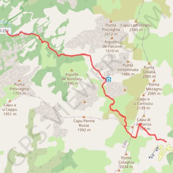 Itinéraire Asco-Bonifatu, distance, dénivelé, altitude, carte, profil, trace GPS