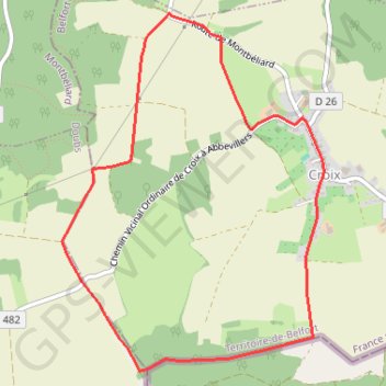 Itinéraire Circuit de Croix, distance, dénivelé, altitude, carte, profil, trace GPS