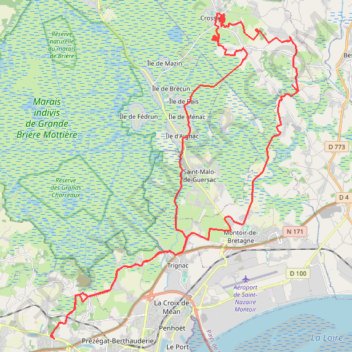 Itinéraire Piriac - Saint-Nazaire, distance, dénivelé, altitude, carte, profil, trace GPS