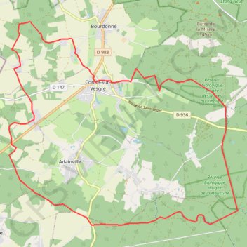 Itinéraire CONDE SUR VESGRES, distance, dénivelé, altitude, carte, profil, trace GPS