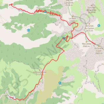 Itinéraire Grand Coyer, en boucle Gorge de Saint Pierre - Peyresc, distance, dénivelé, altitude, carte, profil, trace GPS