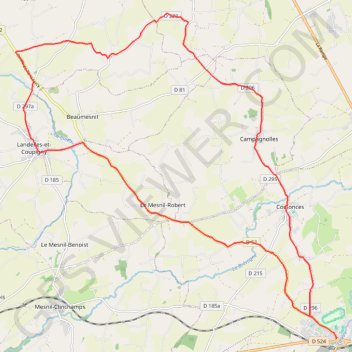 Itinéraire Boucle de Martilly via Campagnolles et Landelles-et-Coupigny, distance, dénivelé, altitude, carte, profil, trace GPS