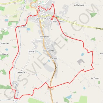 Itinéraire Castillonnès, le circuit de la bastide - Pays du Dropt, distance, dénivelé, altitude, carte, profil, trace GPS