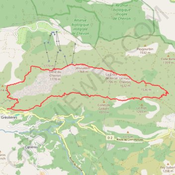Itinéraire Traversée de la Montagne du Cheiron depuis les Hautes Gréolières, distance, dénivelé, altitude, carte, profil, trace GPS