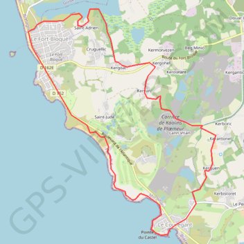 Itinéraire Ploemeur, distance, dénivelé, altitude, carte, profil, trace GPS