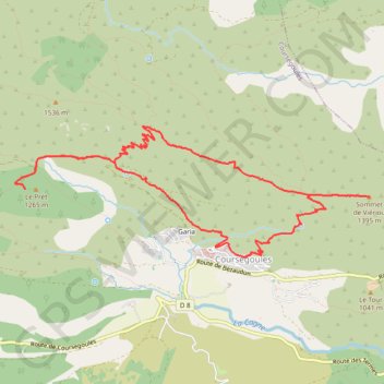 Itinéraire coursegoules vieriou le pret, distance, dénivelé, altitude, carte, profil, trace GPS
