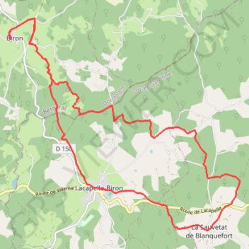 Itinéraire Entre Biron et La Sauvetat, distance, dénivelé, altitude, carte, profil, trace GPS
