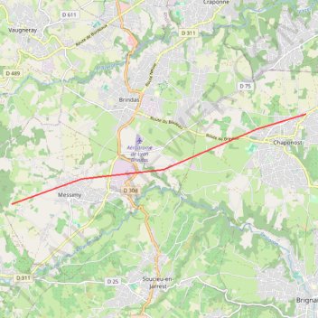 Itinéraire Chaponost - Saint-Martin-en-Haut, distance, dénivelé, altitude, carte, profil, trace GPS
