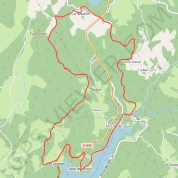 Itinéraire Entre lac et étang - Saint-Hilaire-les-Courbes, distance, dénivelé, altitude, carte, profil, trace GPS