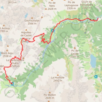 Itinéraire Cardinqère W en traversée, distance, dénivelé, altitude, carte, profil, trace GPS