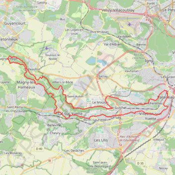 Itinéraire Boucle de la Mérantaise vers Magny-les-Hameaux, distance, dénivelé, altitude, carte, profil, trace GPS