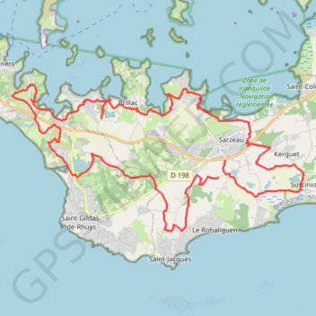 Itinéraire Morbihan - Sarzaux, distance, dénivelé, altitude, carte, profil, trace GPS