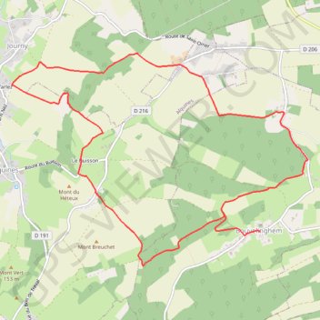 Itinéraire Les 4 bois - Bouvelinghem, distance, dénivelé, altitude, carte, profil, trace GPS