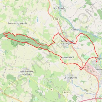 Itinéraire Forêt de brain sur longuené, distance, dénivelé, altitude, carte, profil, trace GPS